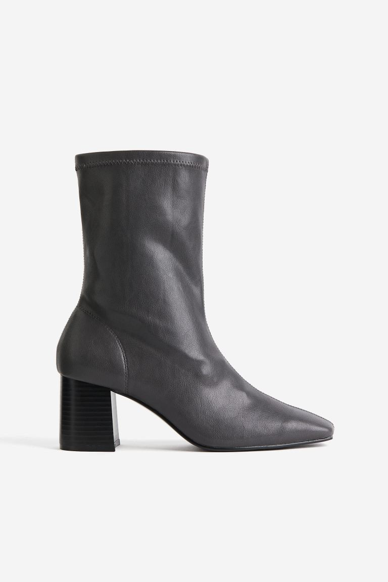 Heeled boots - Dark grey - Ladies | H&M GB | H&M (UK, MY, IN, SG, PH, TW, HK)