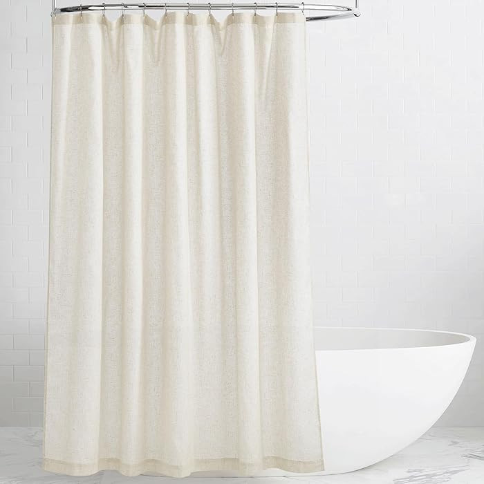 KGORGE Natural Linen Shower Curtain for Bathroom - Linen Blend Button Hole Semi Sheer Lightweight... | Amazon (US)