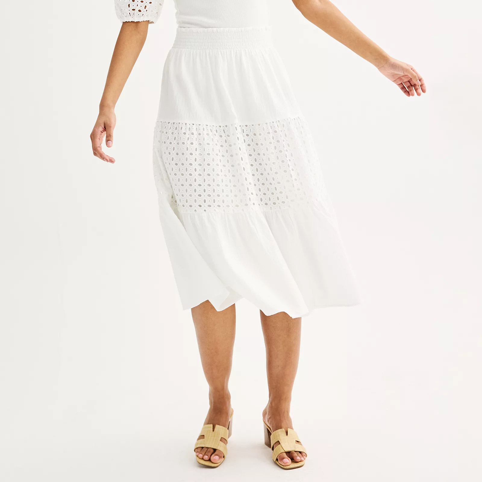 Women's Nine West Eyelet Midi Skirt | Kohl's