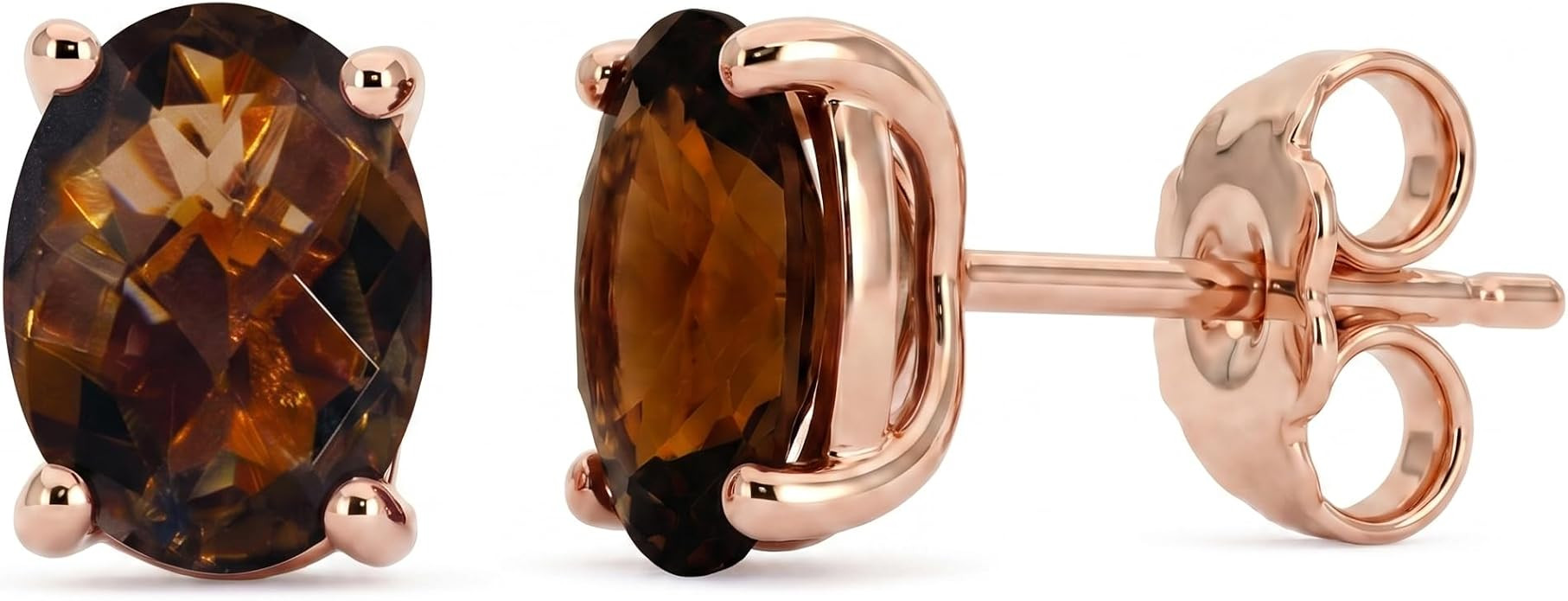 LE VIAN Gemstone Oval Stud Earrings for Women in 14K Yellow or Rose Gold Plated 925 Sterling Silv... | Amazon (US)