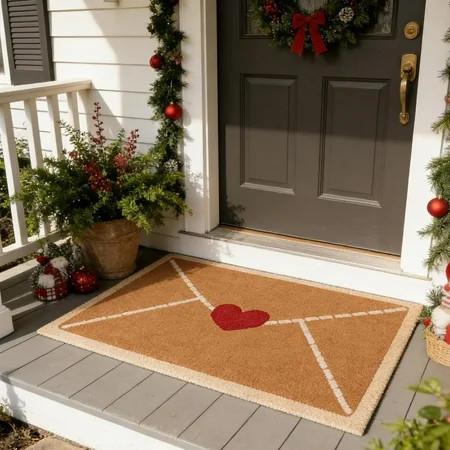 Envelope Door Mat, Valentine Outdoor Rug, Envelope Heart Artificial Coir Door Mat, Non-Slip Entrance Door for Indoor/Outdoor | Walmart (US)