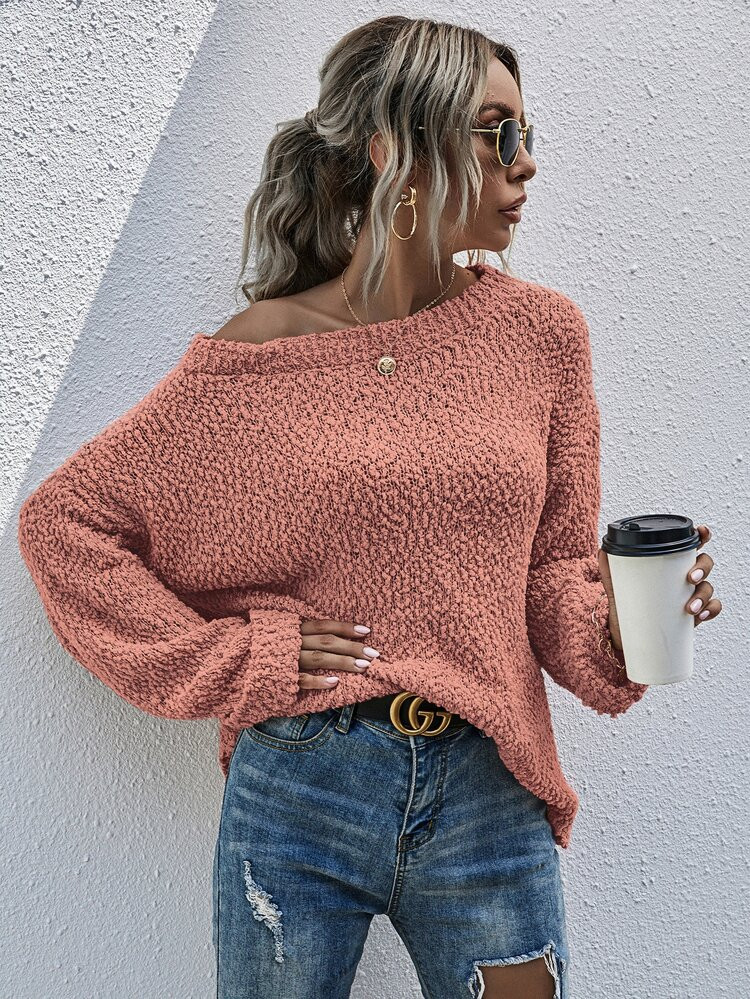 Drop Shoulder Popcorn Knit Sweater | SHEIN