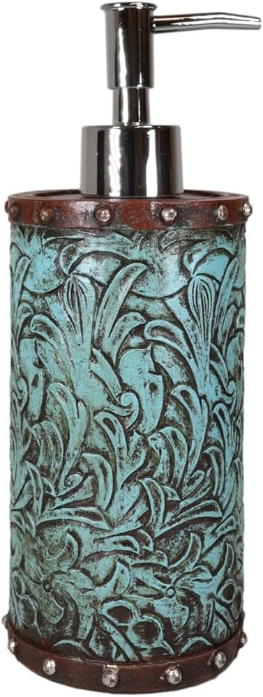 Ebros Gift Rustic Western Sculpted Turquoise Floral Patterns Flower Scroll Art with Faux Tooled L... | Amazon (US)