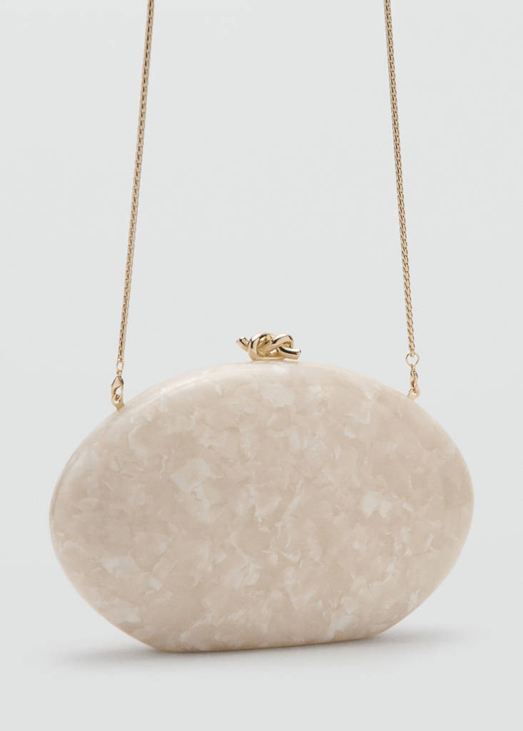 Pearl-effect clutch bag ivory white - Women - One size - MANGO | MANGO (UK)