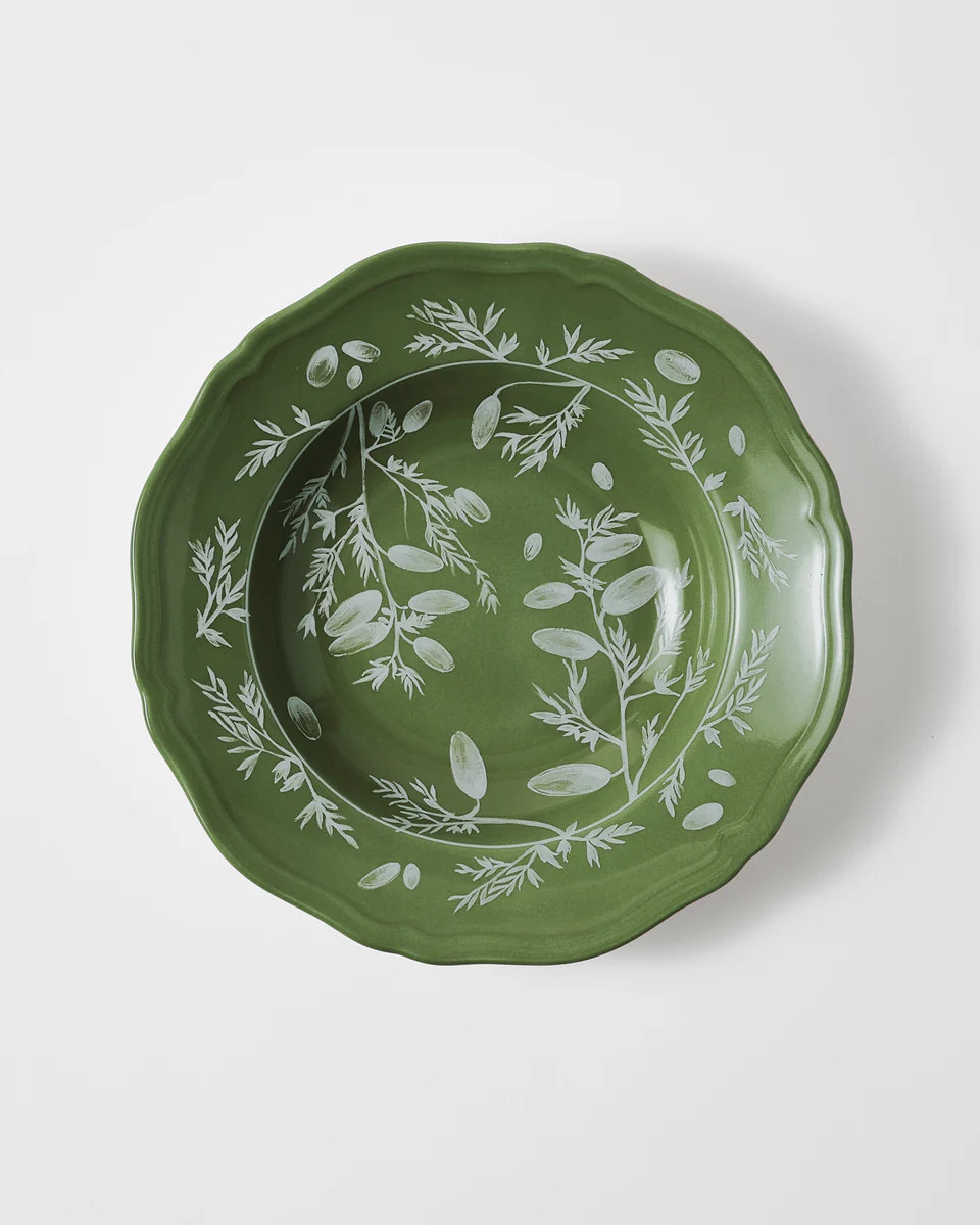 Ginori Floral Soup Plate, Green | Cabana Magazine