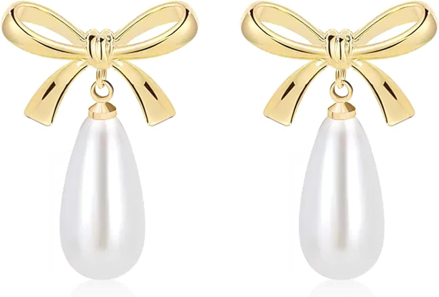 Pearl Earrings for Women 18K Gold Plated White Teardrop Lightweight Simple Pearl Dangling Earring... | Amazon (US)