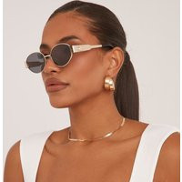 Oval Cateye Shape Side Detail Metal Frame Sunglasses In Gold, Women's Size UK One Size | EGO (UK)