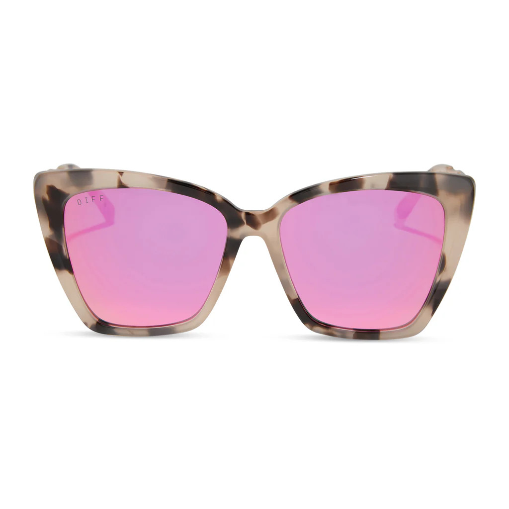 BECKY II - CREAM TORTOISE + PINK MIRROR SUNGLASSES | DIFF Eyewear