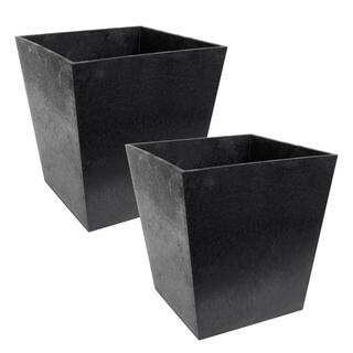 Tierra Verde 13 in. Sonata Indoor/Outdoor Recycled Rubber Self Watering Planter in Slate, (2-Pack... | The Home Depot