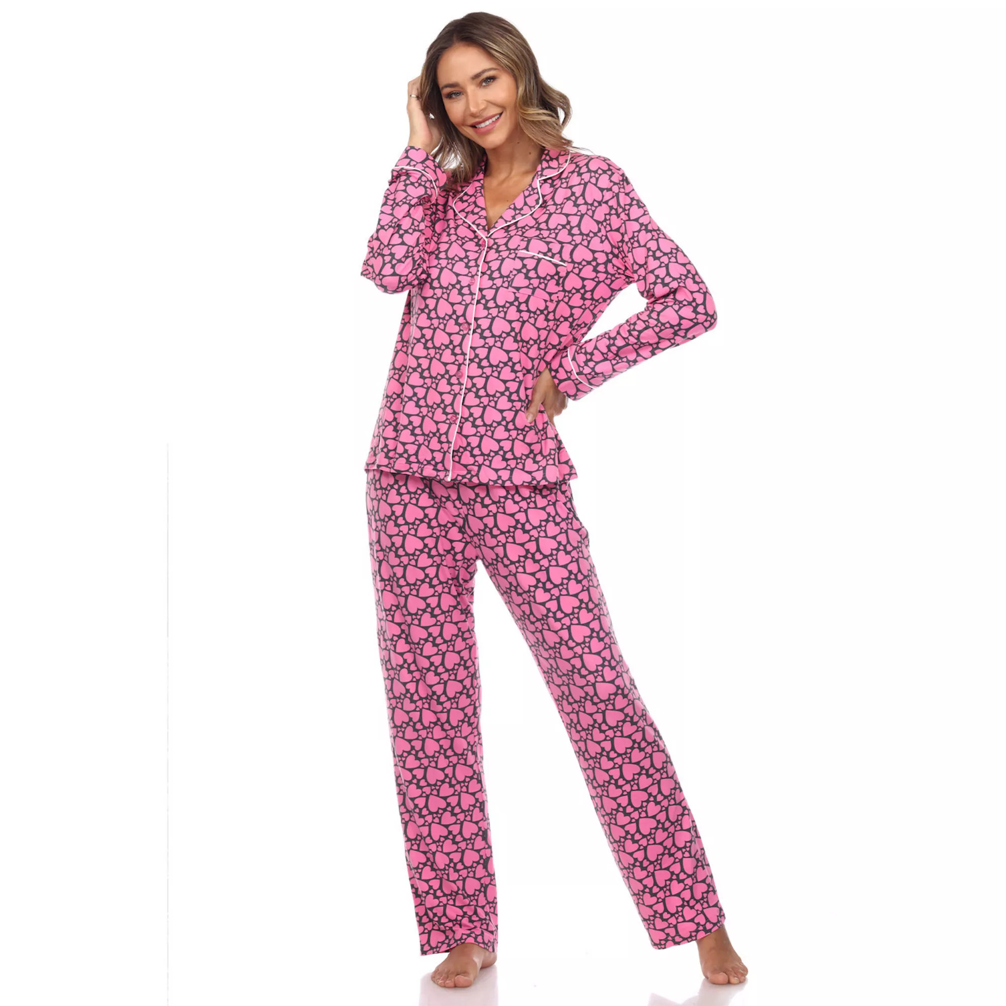 Women's Long Sleeve Heart Print Pajama Set | Kohl's