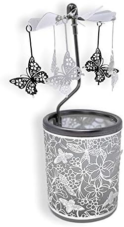 Butterfly Candle Holder - Silver Metal Rotating Spinning Butterflies with Flowers and Bees - Spin... | Amazon (US)