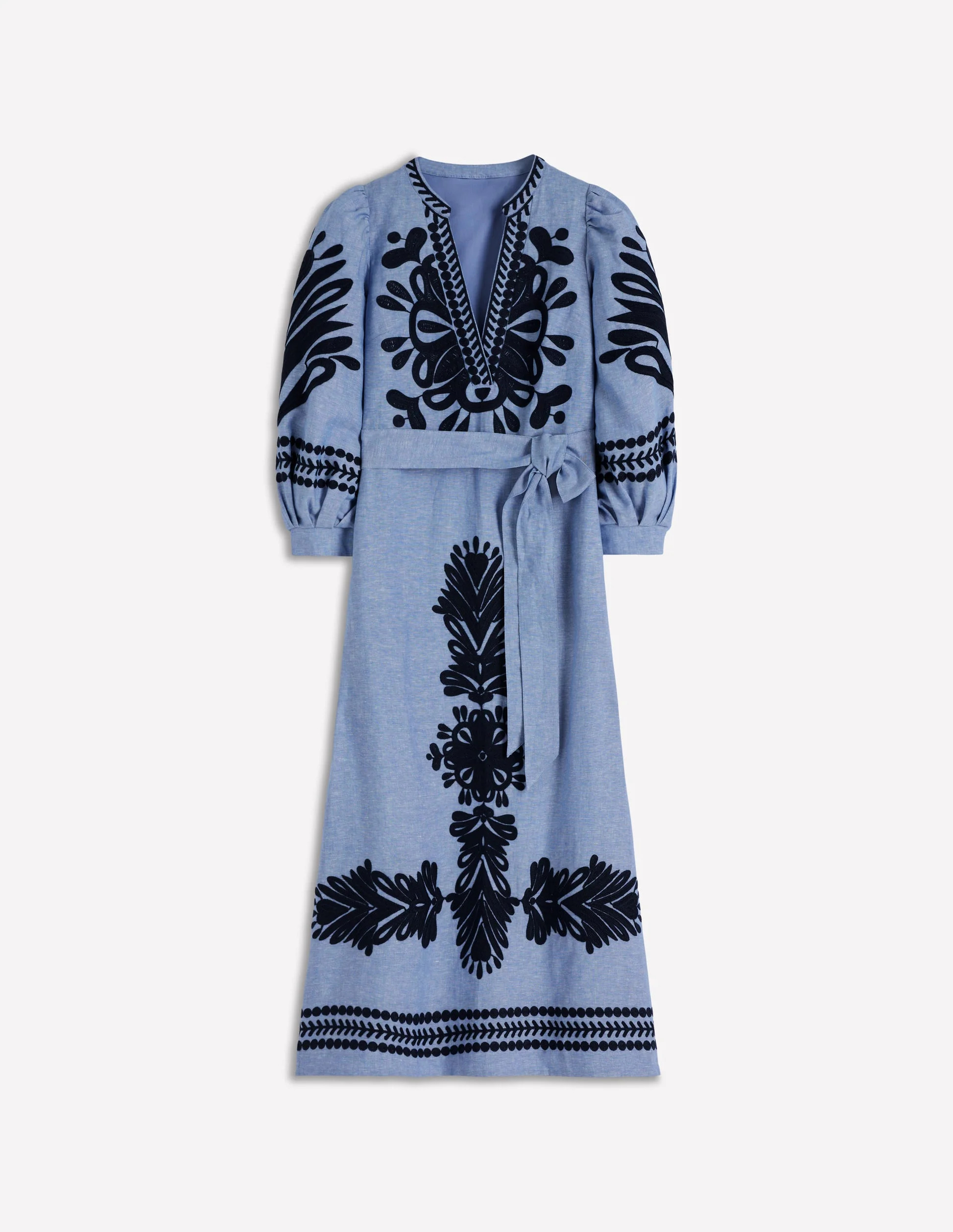 Octavia Linen Blend Dress-Tiger Embroidery | Boden (US)