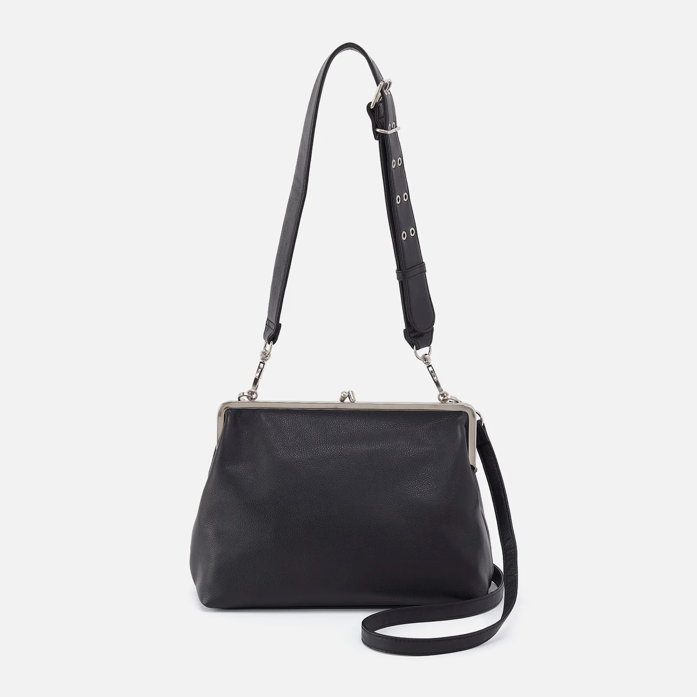 Alba Large Frame Dual Strap In Pebbled Leather - Black | HOBO Bags