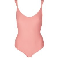 Womens Ribbed Frill Swimsuit - Blush, Blush | Topshop UK