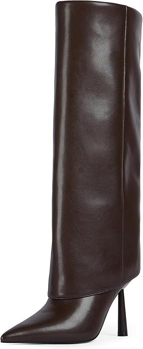 Modatope Fold Over Knee High Boots Women Pointed Toe Stiletto Heel Tall Boots Side Zipper Womens ... | Amazon (US)