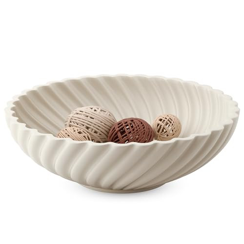 Amazon.com: LILO DESIGN CO. 10'' Ceramic Decorative Bowl - Stylish Fruit Bowl for Kitchen Counter... | Amazon (US)