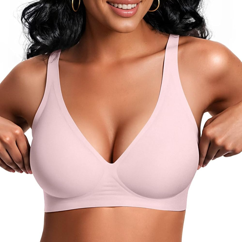 Vertvie Jelly Wireless Bras for Women Push Up Plunge Seamless T-Shirt Bras No Underwire Supportiv... | Amazon (US)
