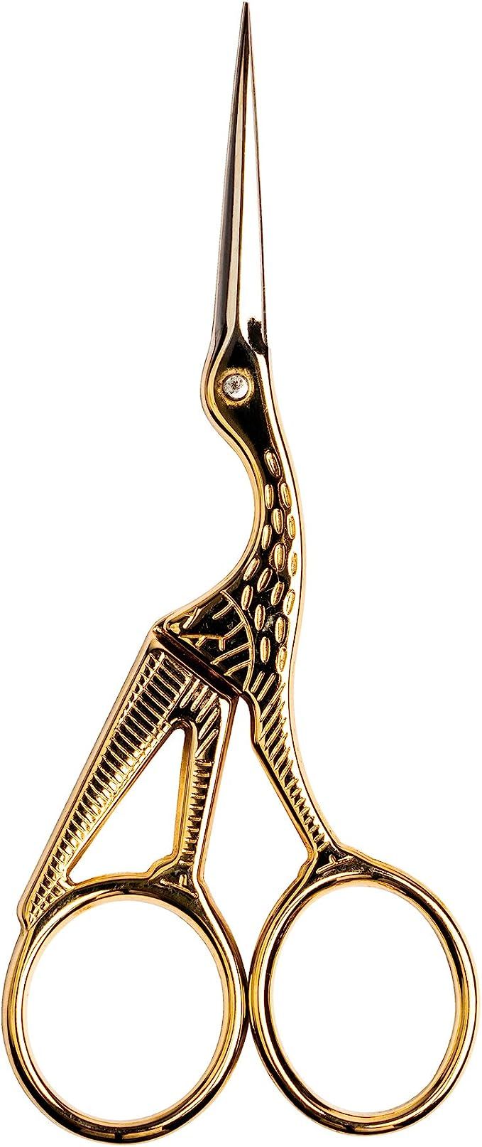 SINGER 4.5” Forged Embroidery Gold Plated, Stork Design Scissors, Titanium | Amazon (US)