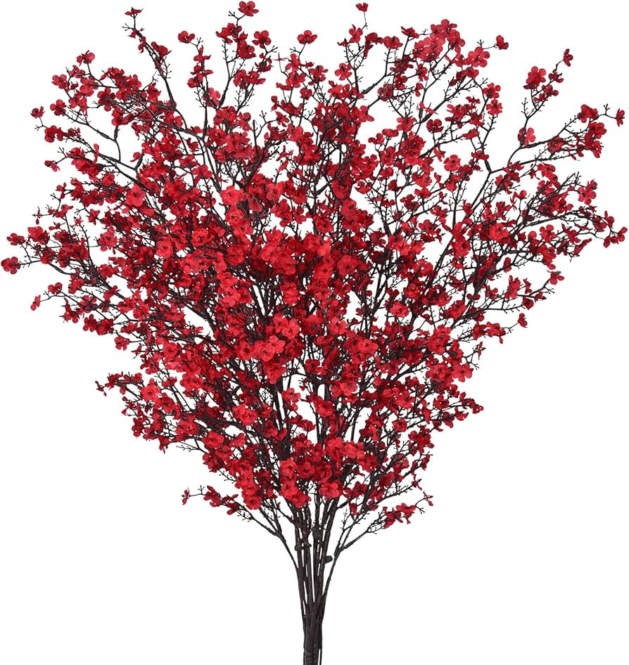 Dolicer 4 PCS 40” Red Baby Breath Gypsophila Artificial Flowers Red Gypsophila Floral Artificia... | Amazon (US)