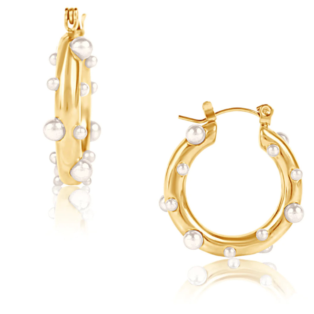 Ellie Vail - Nicoletta Pearl Hoop Earring | Ellie Vail Jewelry