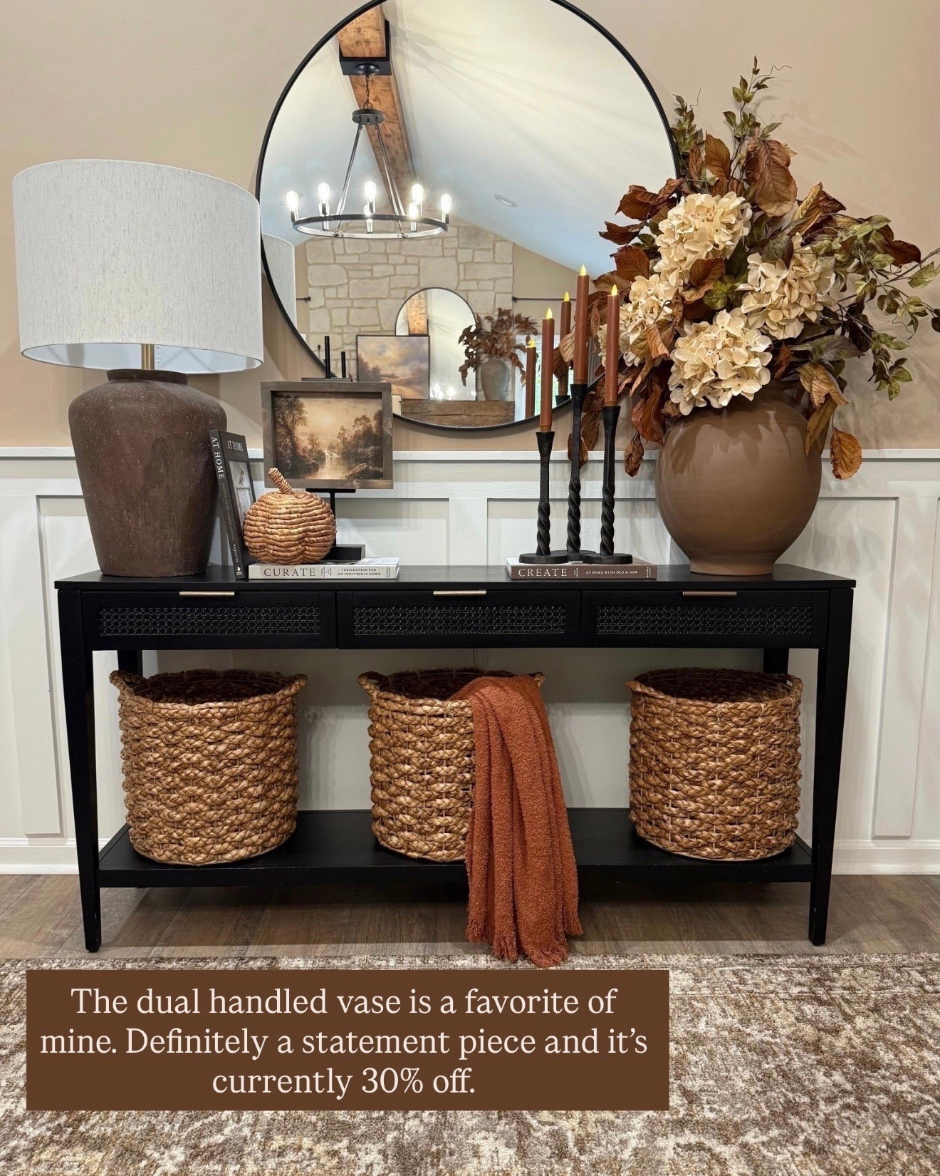 Fall Entryway Favorites On Sale 🍂

This fall entryway is full of warm, cozy texture and so many beautiful details! The dual handled vase is definitely a favorite—it makes such a statement filled with fall stems, and it’s currently 30% off! Several of the pieces styled here are also included in the sale, making it the perfect time for a little seasonal refresh. 🤎

Everything is linked so you can easily shop the look!

#LTKHome #LTKSaleAlert #LTKFinds #FallHome #FallDecor #FallDecorating #EntrywayDecor #EntrywayInspo #ConsoleTableDecor #HomeDecor #HomeInspo #CozyHome #NeutralHome #SeasonalDecor #AutumnDecor #FallStyle #WarmAndCozy #CuratedHome #HomeFavorites

#LTKSaleAlert #LTKHome #LTKSeasonal