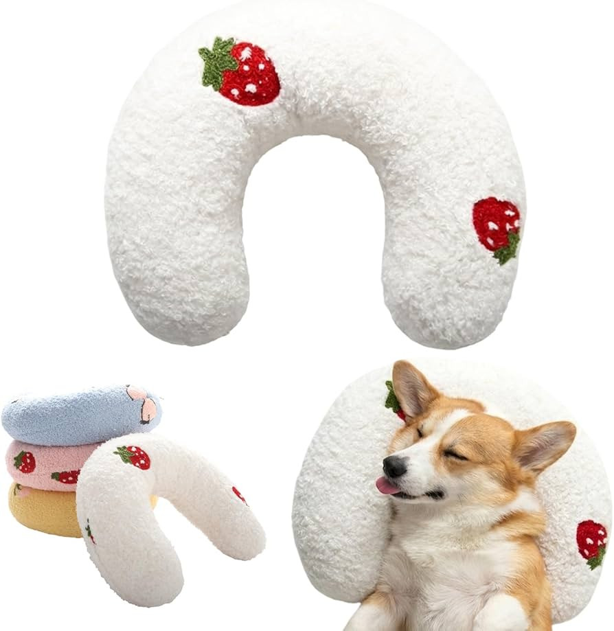 U-Shaped Calming Pillow for Cats and Dogs - Super Soft Plush Fabric, Cozy Headrest, Neck Support ... | Amazon (US)