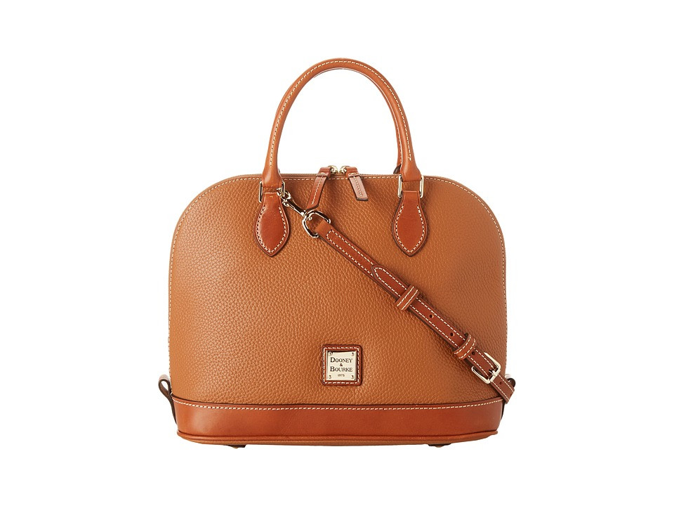 Dooney & Bourke - Pebble Zip Zip Satchel (Caramel w/ Tan Trim) Satchel Handbags | Zappos