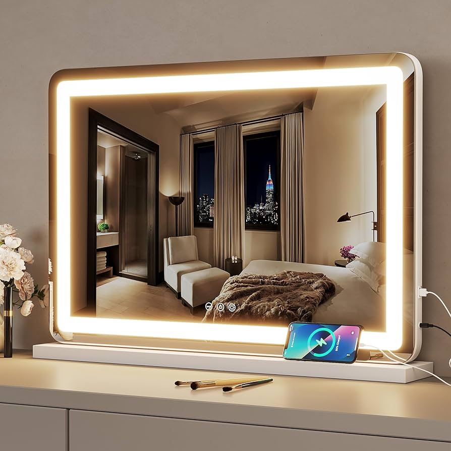ZL ZELing Vanity Mirror with Lights 32" x 23" LED Makeup Mirror with Lights, Dimmable 3-Color Lig... | Amazon (US)
