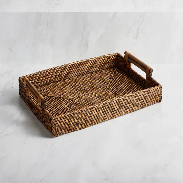 Churchgate Woven Rattan Rectangle Tray | Dunelm