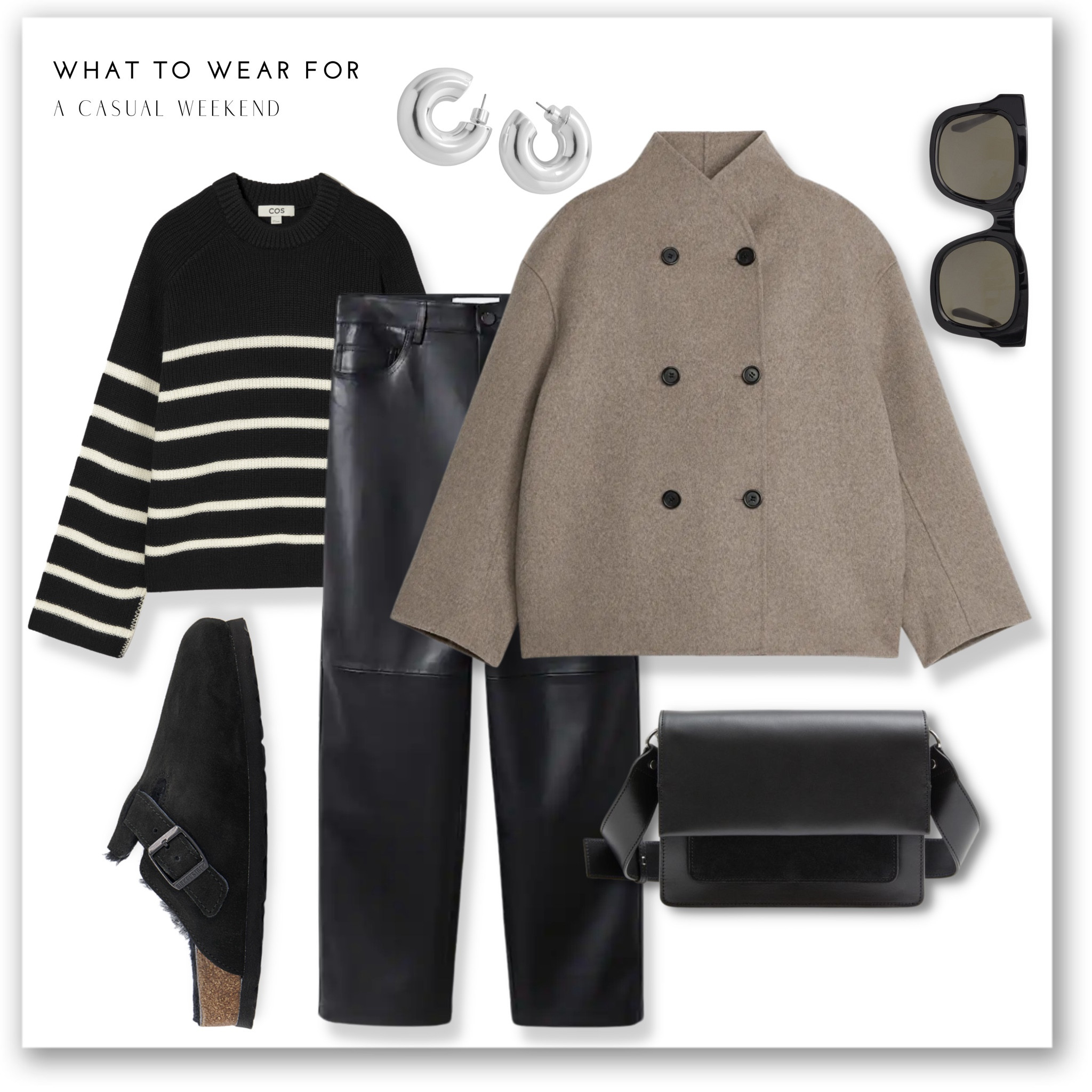 A black & beige winter into spring weekend look ❤️

Faux leather trousers, striped knit, Arket wool jacket, birkenstock clogs, crossbody bag, and other stories 

#LTKSeasonal #LTKeurope #LTKstyletip
