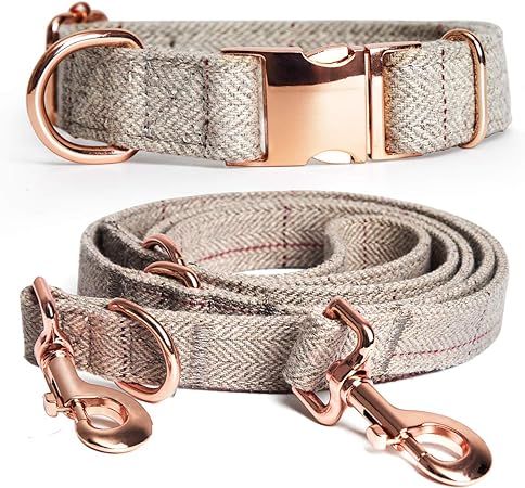 Dog Collar and Leash Set, Durable Cotton Collar with Metal Buckle and Multifunctional Leash(6.6ft... | Amazon (US)