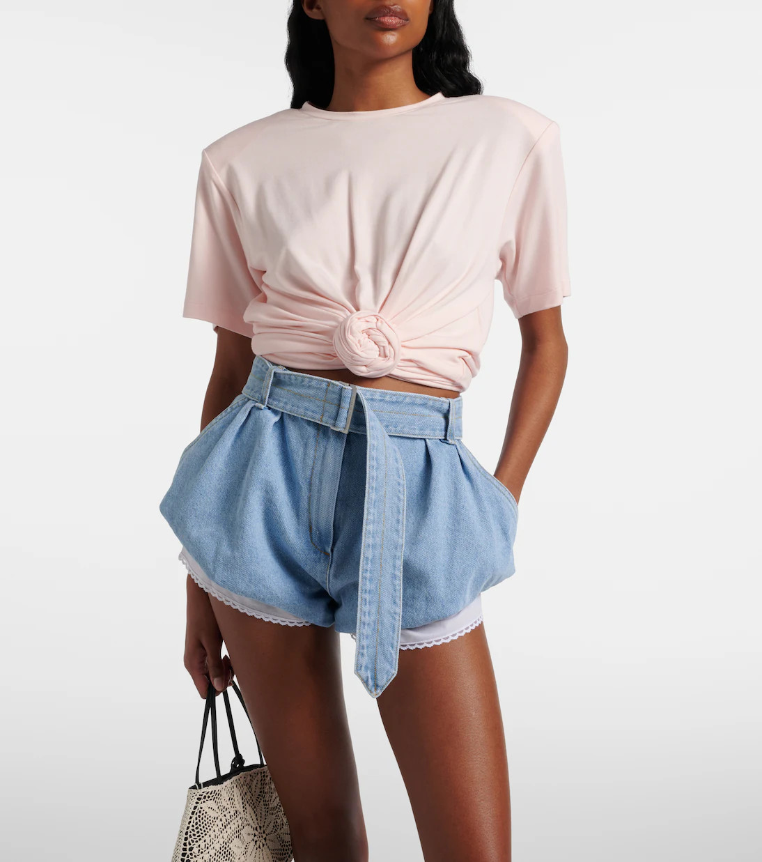 Belted high-rise denim shorts | Mytheresa (UK)