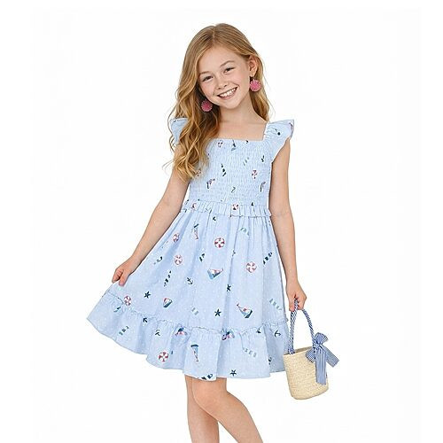 Lilt Little & Big Kid Girls Sleeveless A-Line Dress, X-large, Blue | JCPenney