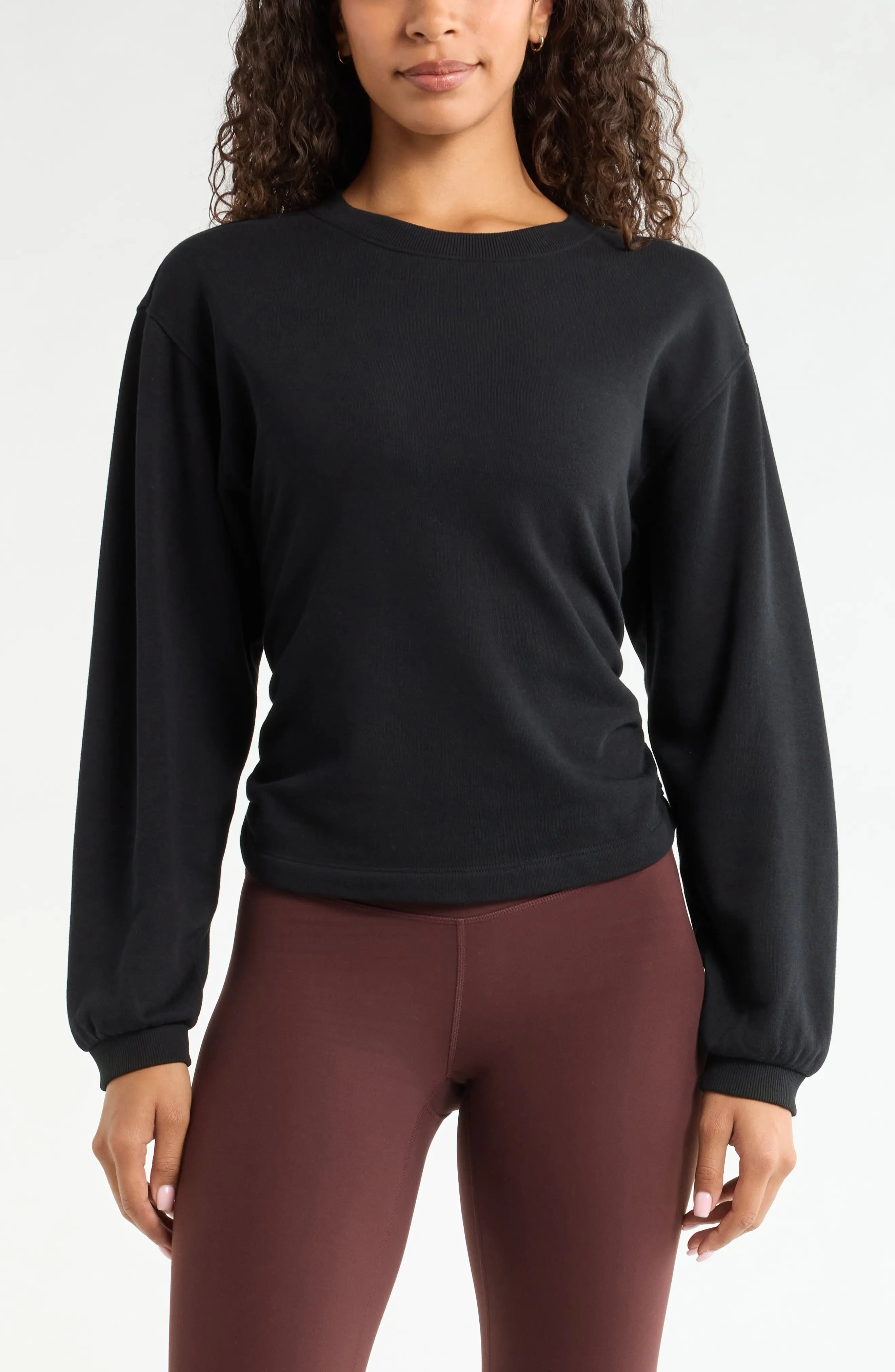 Ruched Side Cotton Blend French Terry Sweatshirt (Women) | Nordstrom | Nordstrom