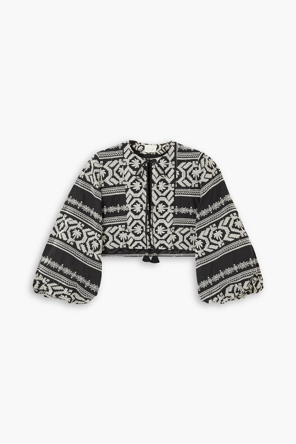 Black Sand cropped embroidered cotton-voile top | The Outnet (US and CA)