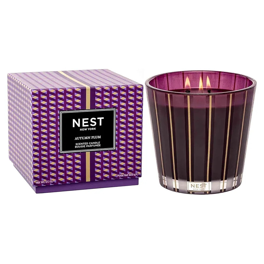 NEST New York Scented 3-Wick Candle, Autumn Plum - 21.2 oz - Up to 100-Hour Burn Time - Reusable ... | Amazon (US)