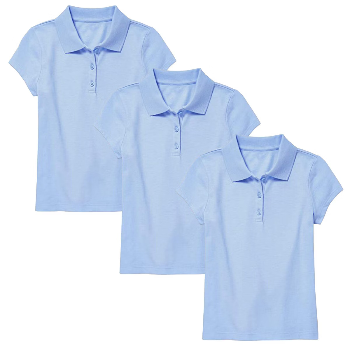 3-Pack Girl's 3-Button Short Sleeve Stretch Pique Polo Shirts School Uniform (4-20) | Target