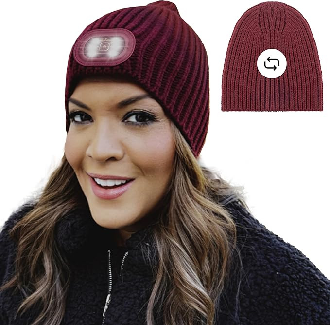 HEAD LIGHTZ® Rechargeable LED Beanie Hat – Hands-Free Lighted Cap for Running, Walking & Campi... | Amazon (US)