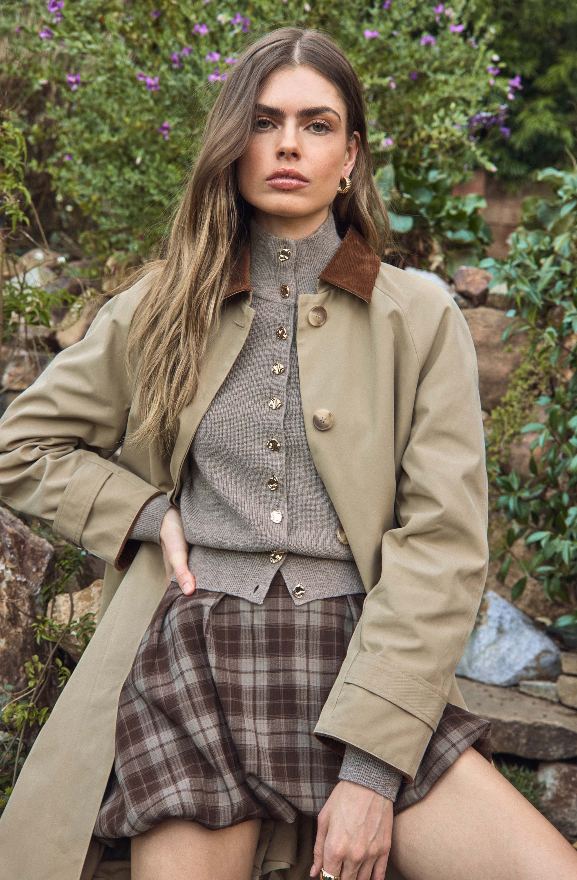 Tawni Mock Turtleneck Cardigan - Taupe / XS | ASTR The Label (US)