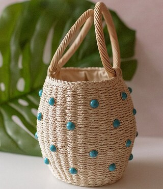 Anna & Avax Brooke Webb of KBStyled Alice Turquoise Bucket Clutch | Dillard's