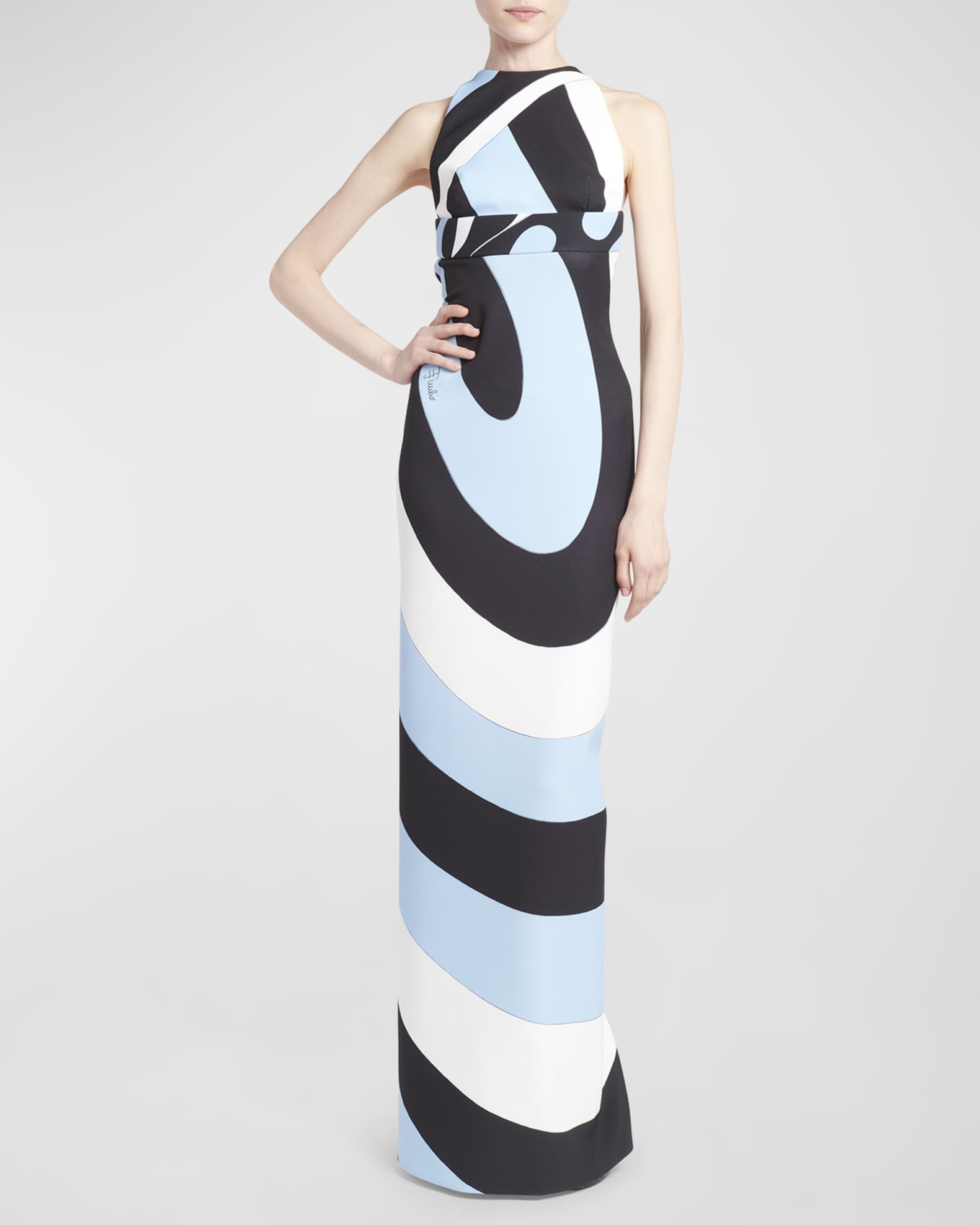 Abstract-Print Open-Back Sleeveless Maxi Dress | Neiman Marcus