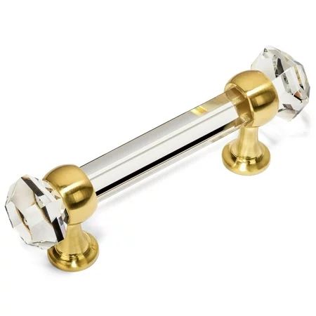 Cosmas 6393BB-C Brushed Brass with Clear Glass Cabinet Handle Pull - 3"" Hole Centers | Walmart (US)