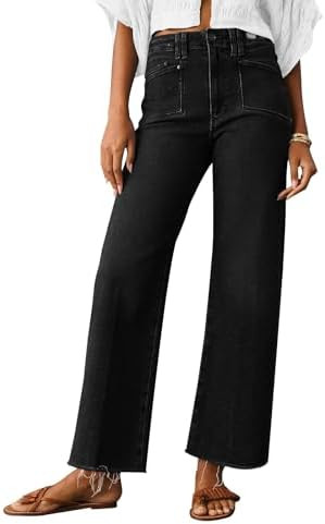 KUNMI Jeans for Women Wide Leg Baggy High Waist Boyfriends Straight Leg Stretchy Denim Pants Tren... | Amazon (US)