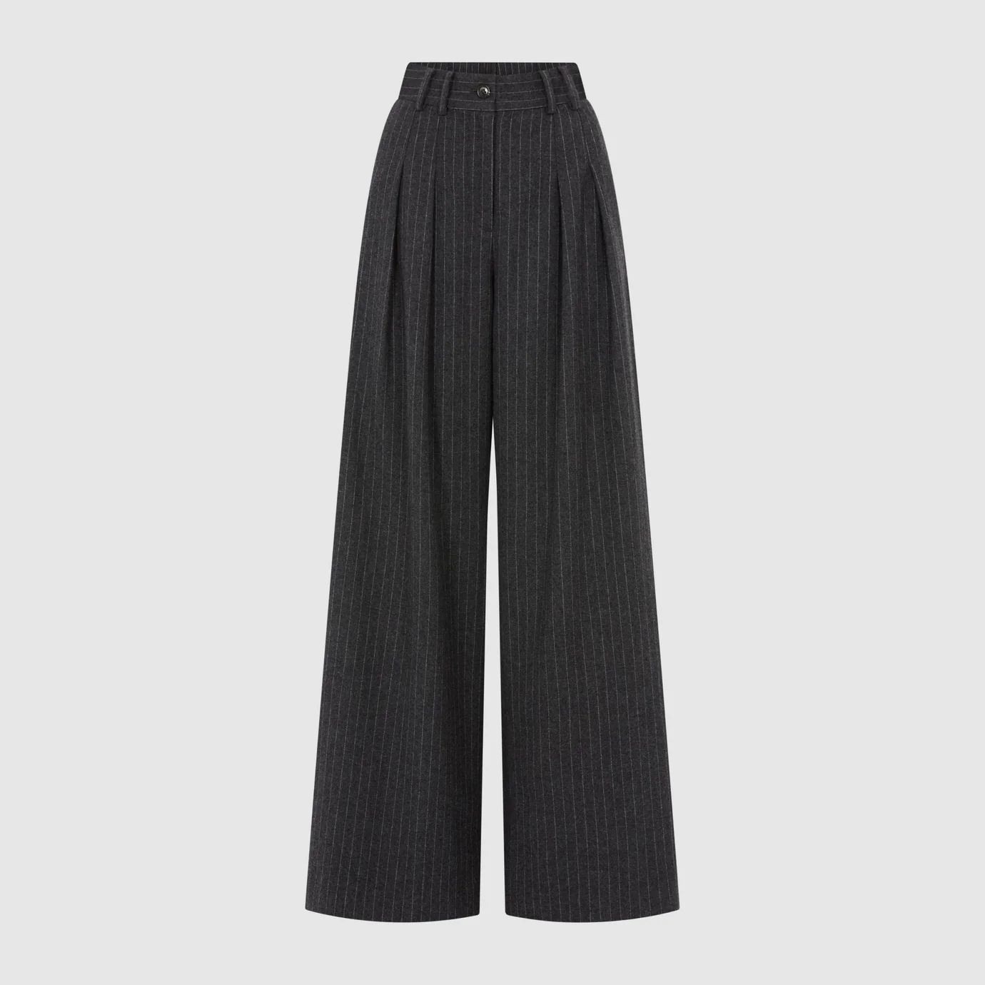 TAILORED PINSTRIPE WIDE LEG TROUSERS - CHARCOAL | WAT The Brand