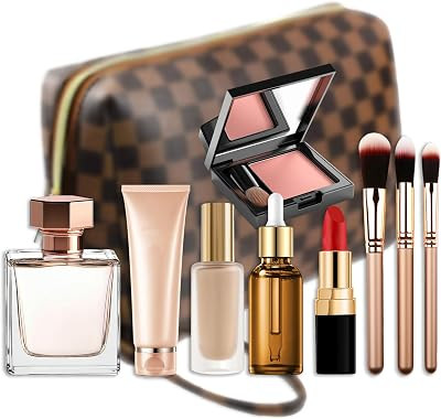 Makeup Bag, Checkered Cosmetic Bags for Women Toiletry Travel Retro Portable Make Up Bags for Chr... | Amazon (US)