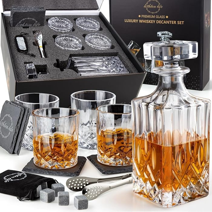LIGHTEN LIFE Whiskey Decanter Set with Bar Accessories,Crystal Whiskey Decanter and Glass Set in ... | Amazon (US)