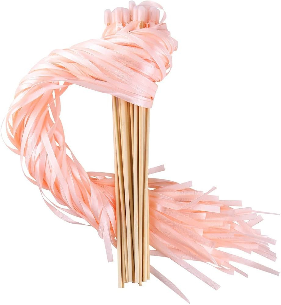 REINDEAR Wedding Party Ribbons Wand Sticks Streamers (20, Light Pink) | Amazon (US)