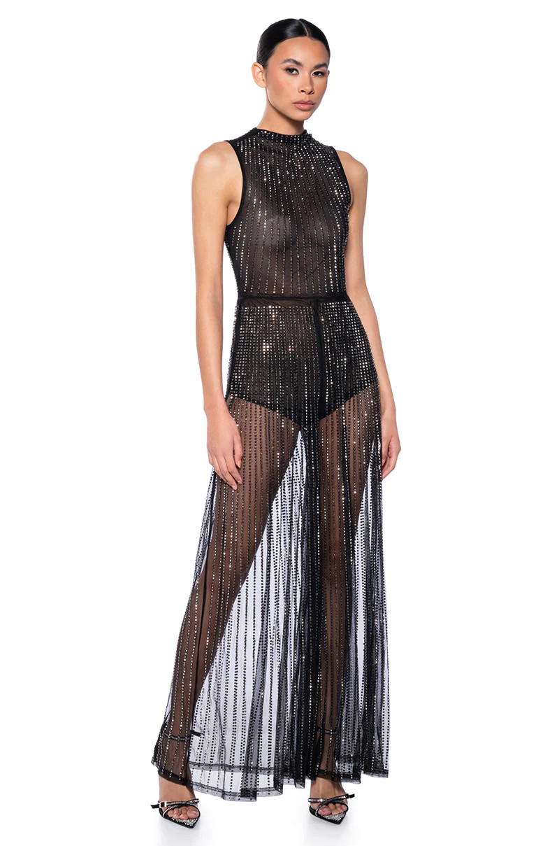 SHEER ME ROAR MESH JUMPSUIT IN BLACK | AKIRA