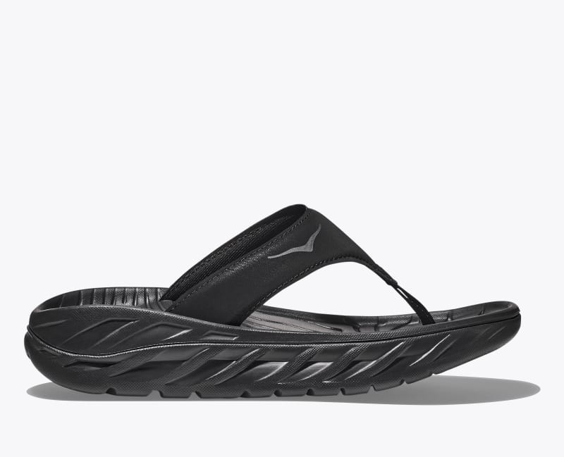 HOKA Women's Ora Recovery Flip Shoes in Black/Dark Gull Gray, Size 6 | Hoka One US