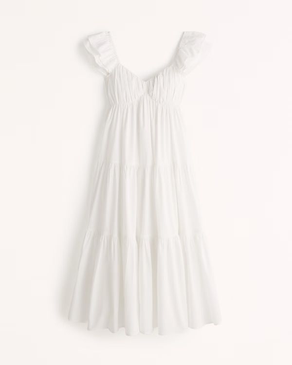 Women's Ruffle Sleeve Poplin Midaxi Dress | Women's Dresses & Jumpsuits | Abercrombie.com | Abercrombie & Fitch (US)